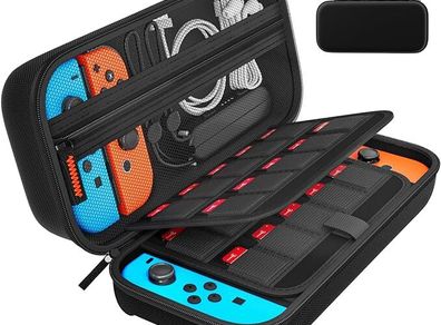 Switch Case Compatible with Nintendo Switch/Switch OLED - Carrying Case with 20 Game Cartridges, Protective Hard Shell Travel Case Pouch for Nintendo Switch Console & Accessories