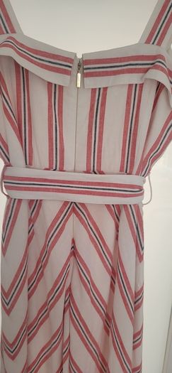 KARL LAGERFIELD Paris striped nautrical belted midi with gold tone button Sz 8 US (Fit 12UK) - Rrp 335 (New)