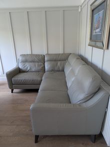 Grey L Shaped Leather Couch
