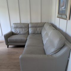 Grey L Shaped Leather Couch