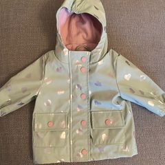 NEXT green with silver stars jacket 3-6 months
