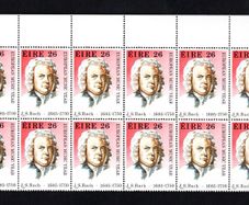 1985 Ireland Europe Music Year 26p JS Back Commemorative Stamps block of 12 Mint Never Hinged (MNH)