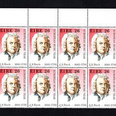 1985 Ireland Europe Music Year 26p JS Back Commemorative Stamps block of 12 Mint Never Hinged (MNH)