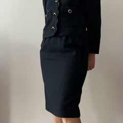 Elegant Vintage Herbert Grossman Black Skirt Suit Designed by Cynthia Steffe Made in USA