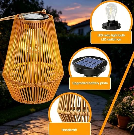 2 Solar Lanterns Outdoor Garden & Patio Lights