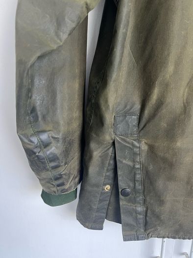 Vintage Barbour A100 Bedale 1990s sage green wax jacket