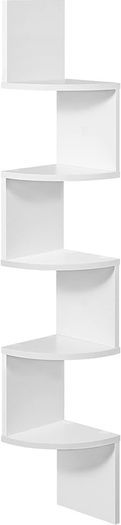 FREE P&P Corner Shelf, 5-tier Floating Wall Shelf With Zigzag Design, Bookshelf, White