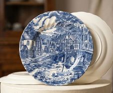 Vintage Alfred Meakin The Post House Blue and White Dinner Plate