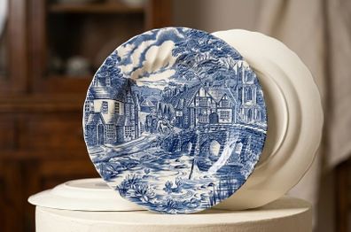 Vintage Alfred Meakin The Post House Blue and White Dinner Plate