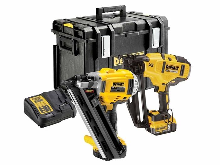 DeWalt DCK264P2 18V XR Li-Ion Cordless Brushless Nailer Twin Pack - 2x 5.0Ah Batteries
