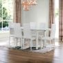 Extendable Glass Dining Table Set with 6 Faux Leather Chairs Black & White Elegant and Modern Image 3