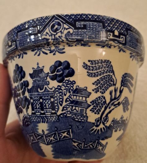 Antique blue and white willow pattern