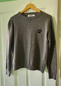Play Commes Des Garcons Grey Heart Grey Jumper in XL