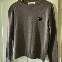 Play Commes Des Garcons Grey Heart Grey Jumper in XL