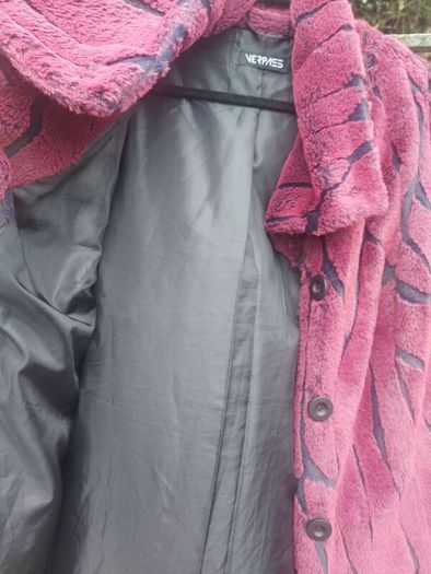 Burgundy and black faux fur coat (free post)