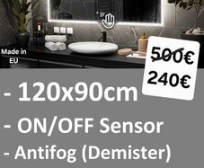 LED Bathroom Mirror 120x90cm Sensor Antifog Demister