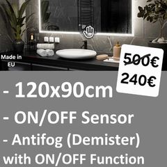 LED Bathroom Mirror 120x90cm Sensor Antifog Demister