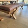 EZ LIVING ATHENS Oak Dining Bench and Brown Bench Pad Image 5