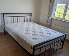 2 Steel Frame Double Beds + 2 Bedside Lockers