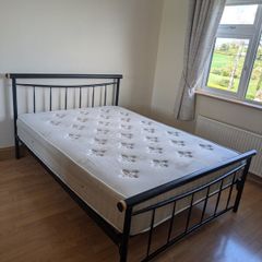 2 Steel Frame Double Beds + 2 Bedside Lockers