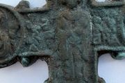 Rare Medieval / Byzantine Bronze Encolpion Cross - Prominent Circular Medallions