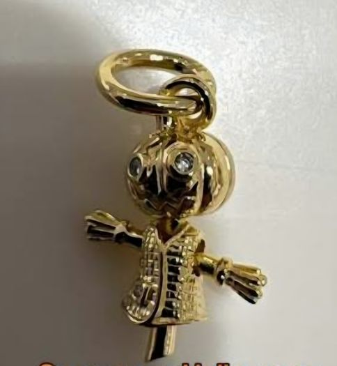 Pandora Pumpkin Scarecrow Dangle Gold Charm  New