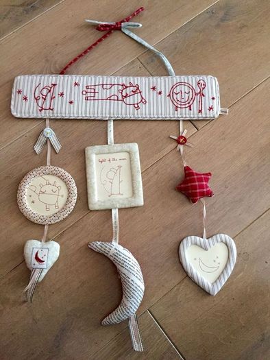 Mamas & Papas Light of the Moon fabric hanging photo frame. New