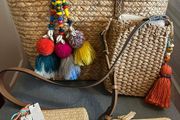 Parfois straw set : tote bag, crossbody bag, two wallets.