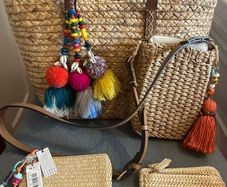 Parfois straw set : tote bag, crossbody bag, two wallets.