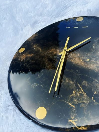 Black & Gold Resin Clock