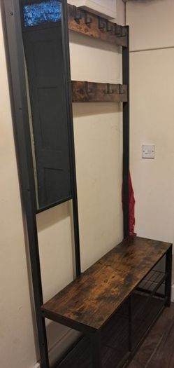 Walnut coat & shoe stand
