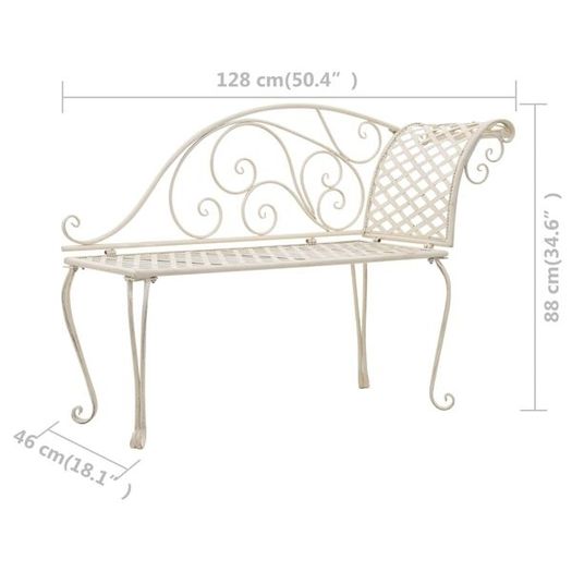 Garden Chaise Lounge | Antique White | Metal | Decorative Inlays