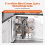 15W Opening Blind Corner Pull Out Organizer, 3 Tier 6 Shelf Kitchen Cabinet Organizer, Chrome Carbon Steel Storage Basket, Slide Out Storage Organizer, Left & Right Open Compatible Image 5