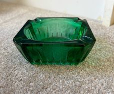Vintage Green Glass Ashtray