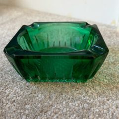 Vintage Green Glass Ashtray