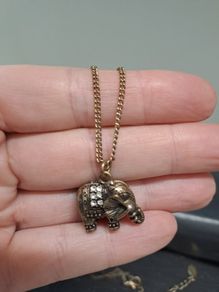 Vintage Style Accessorize Elephant Pendant Necklace Signed
