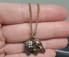 Vintage Style Accessorize Elephant Pendant Necklace Signed