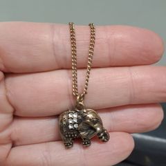 Vintage Style Accessorize Elephant Pendant Necklace Signed