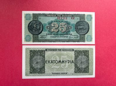 Greece  25 Million  Drachmai   10 / 8 / 1944  Pick. 130  (uncirculated )