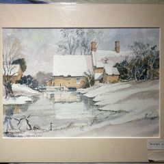 Watercolour by Gordon Goodman Frozen landscape  unframed and signed