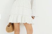River island embroidered summer dress long sleeve new