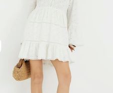 River island embroidered summer dress long sleeve new