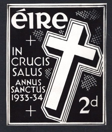 1933 Ireland Holy Year enlarged photo essay unaccepted design of Holy Year 2d. Measured 112mm X 136mm