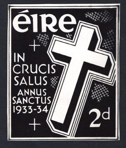1933 Ireland Holy Year enlarged photo essay unaccepted design of Holy Year 2d. Measured 112mm X 136mm