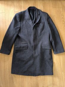 Jeff Banks London Wool Rich Overcoat Grey Mens Large L Smart Formal Winter Coat