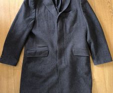 Jeff Banks London Wool Rich Overcoat Grey Mens Large L Smart Formal Winter Coat
