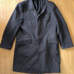 Jeff Banks London Wool Rich Overcoat Grey Mens Large L Smart Formal Winter Coat