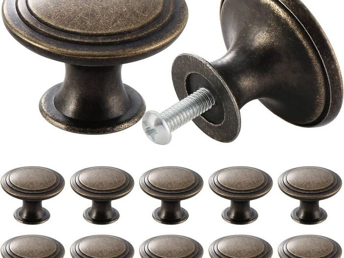 NEW SALE | 24PCS Vintage Cabinet Knobs, Chic Drawer Knobs, Antique Brass Kitchen Cupboard Handles, 30mm Round Furniture Door Knobs