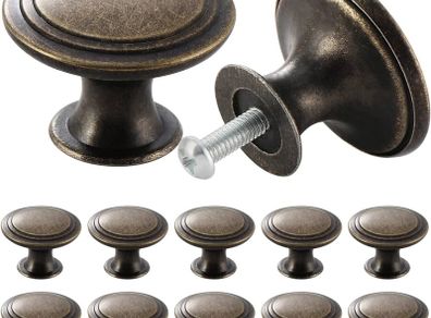 NEW SALE | 24PCS Vintage Cabinet Knobs, Chic Drawer Knobs, Antique Brass Kitchen Cupboard Handles, 30mm Round Furniture Door Knobs