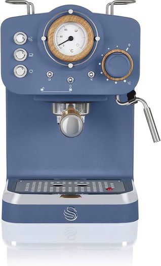FREE EXPRESS SHIPPING Nordic Espresso Coffee Machine with Milk Frother, Steam Pressure Control, 1.2L Detachable Water Tank, 1100W, Nordic Blue